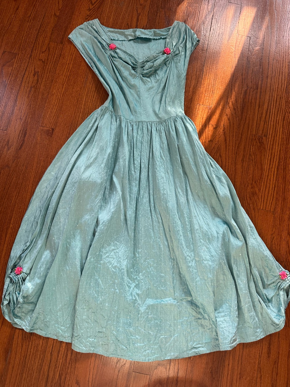Dainty Gorgeous Handmade Silk Dupioni Midi Dress